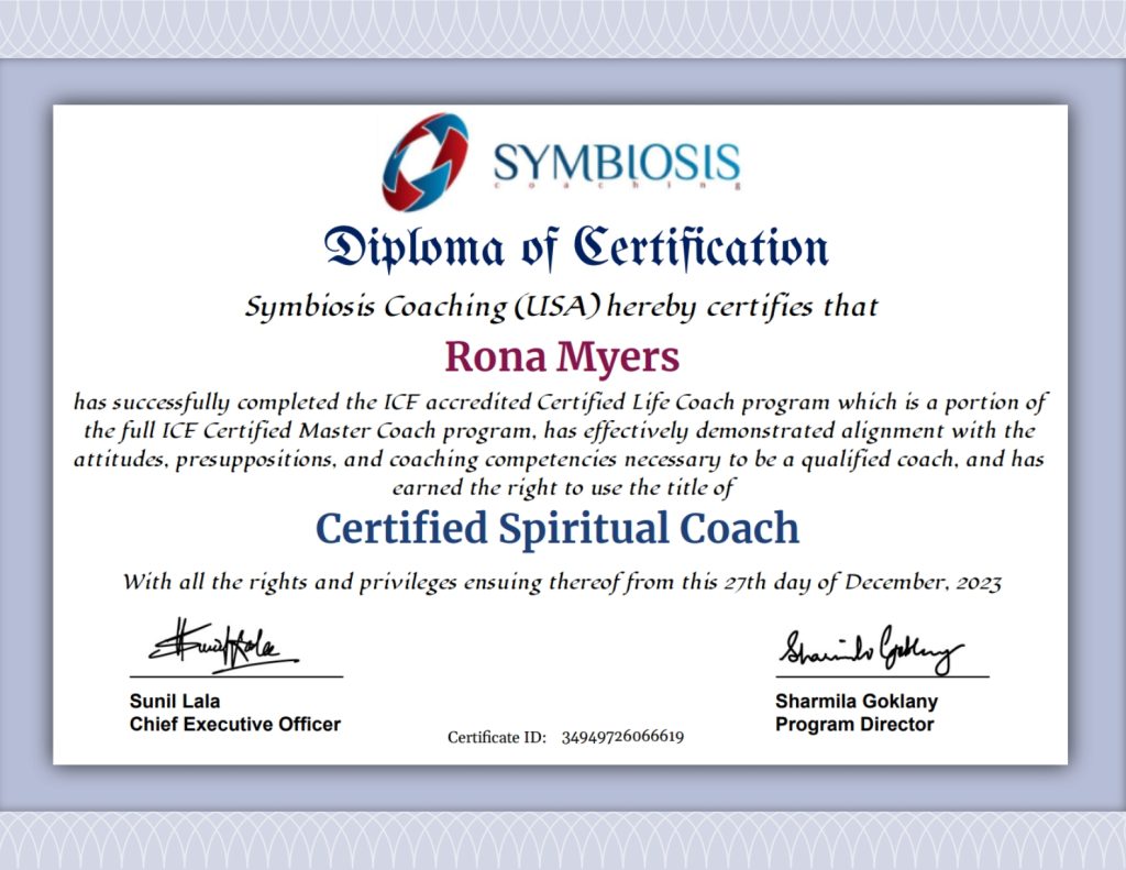 Rona Myers Certified Spiritual Coach Certification